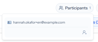 The participants panel with a reply open, showing the add-participant icon in its corner