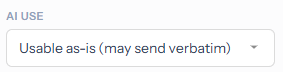 The AI use selector on a stock response, set to Usable as-is