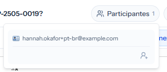O painel de participantes com uma resposta aberta, mostrando o ícone de adicionar participante no canto