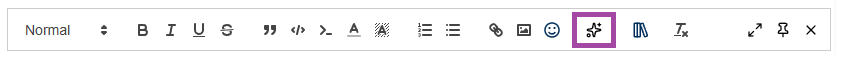 The Draft with AI button (sparkle icon) in the reply editor toolbar